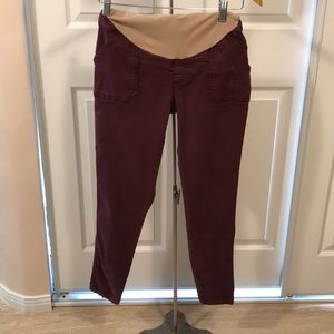 Burgundy Cargo maternity pants